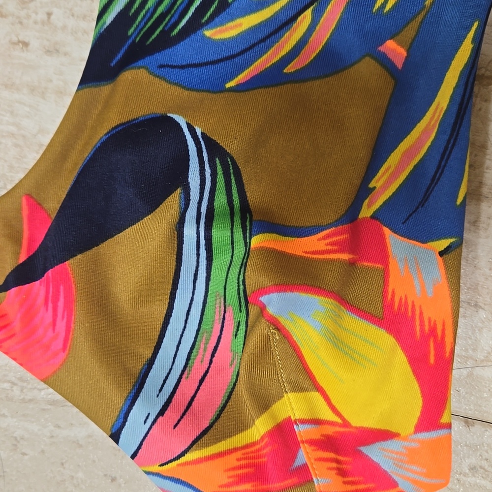 Aerie Multi-Color Tropical Print Scoop Bikini Top - Picture 2 of 5